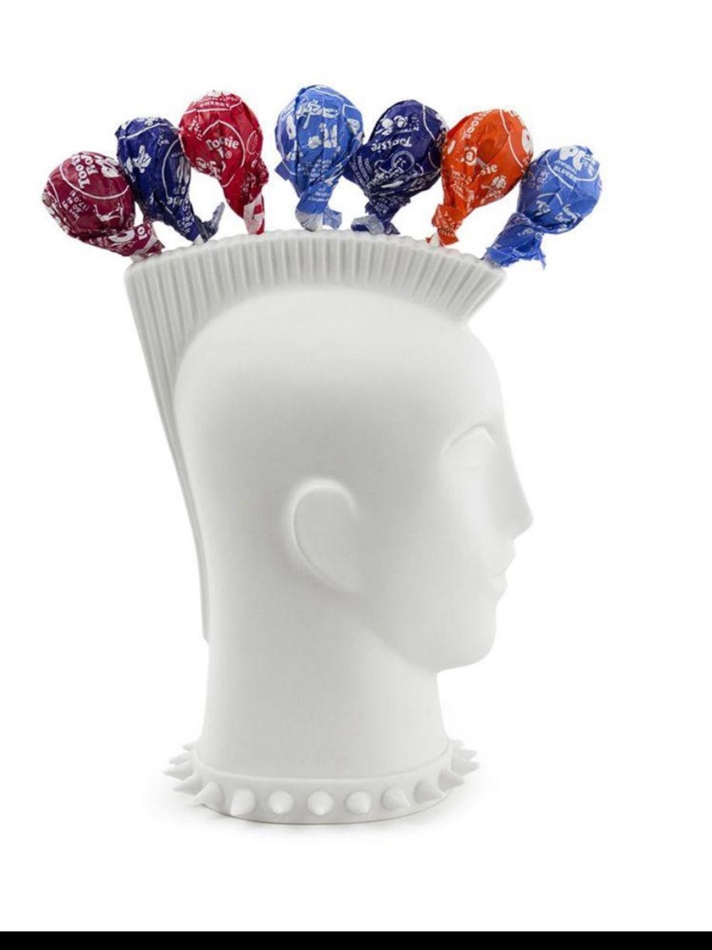 Jonathan Adler Mohawk Lollipop Holder White Porcelain Punk Rock Head Home. Decor